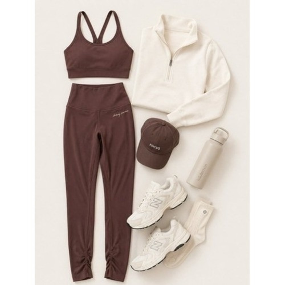Gymshark Whitney Simmons High Waisted‎ Scrunch Butt Leggings Brown Ruched Ankle